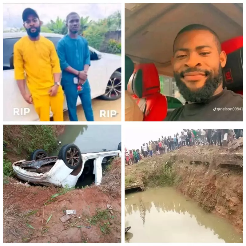 Tragedy in Aba: Two Friends Perish as Vehicle Plunges into Deep Gutter