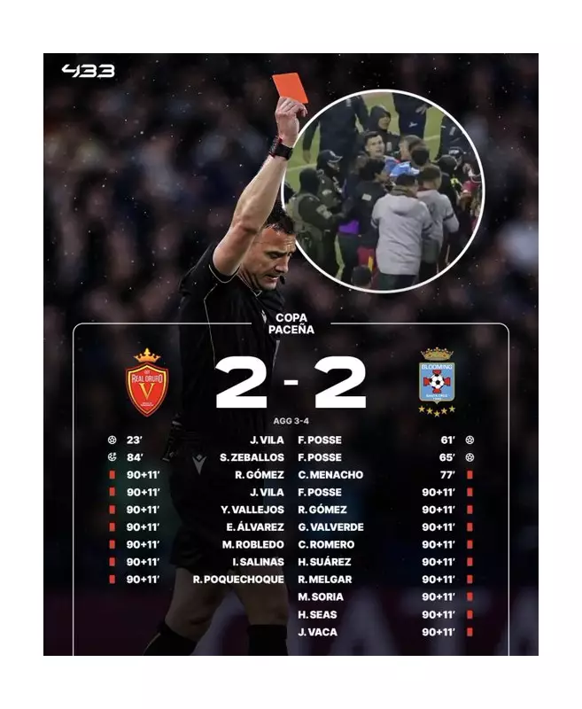 17 Red Cards Issued After Massive Brawl in Bolivian Cup Match