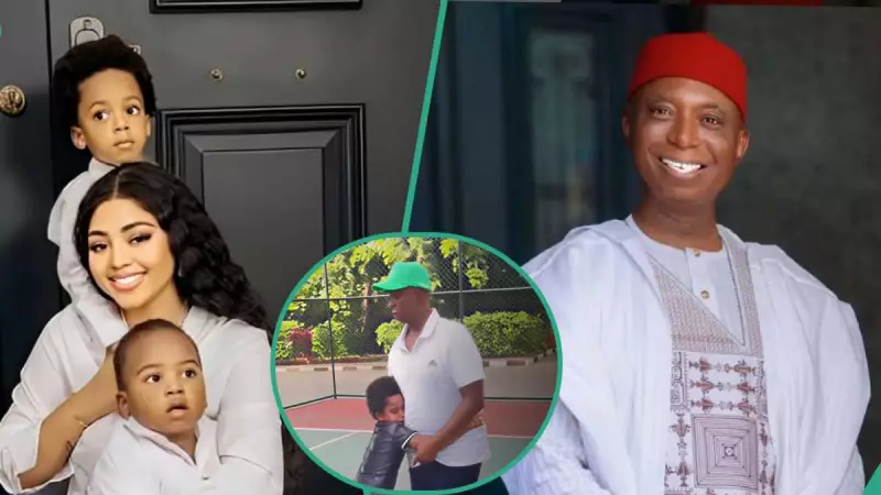Ned Nwoko Plays Sports with Regina Daniels' Kids Amid Marriage Crisis