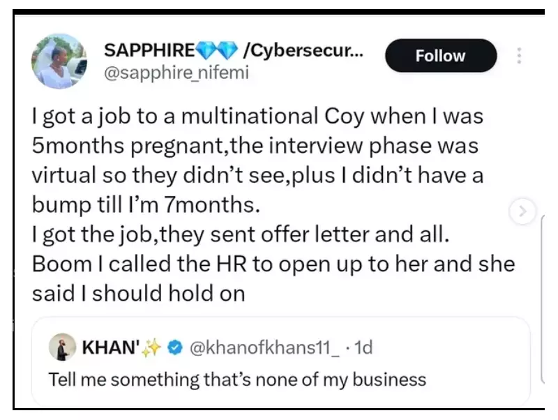 Nigerian Lady Loses ₦500k Job Offer After Revealing Pregnancy