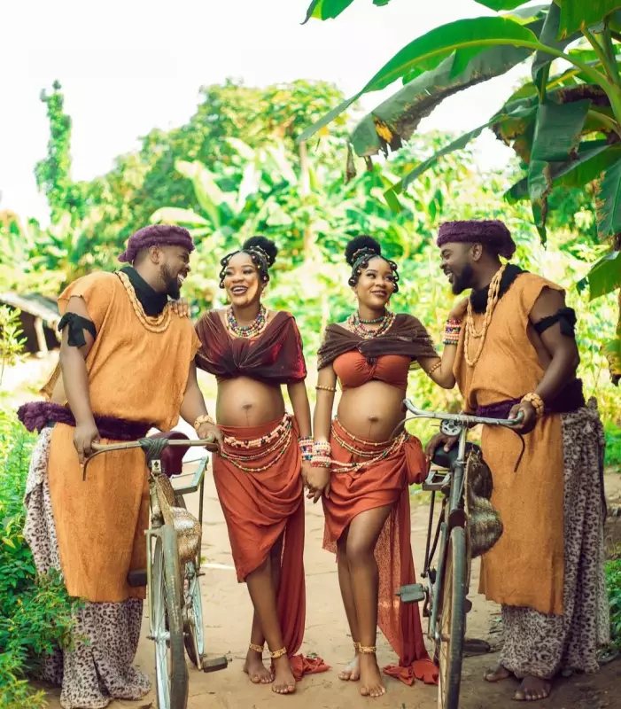 Nollywood Twin Brothers Marry Pregnant Twin Sisters, Welcome Baby Girls