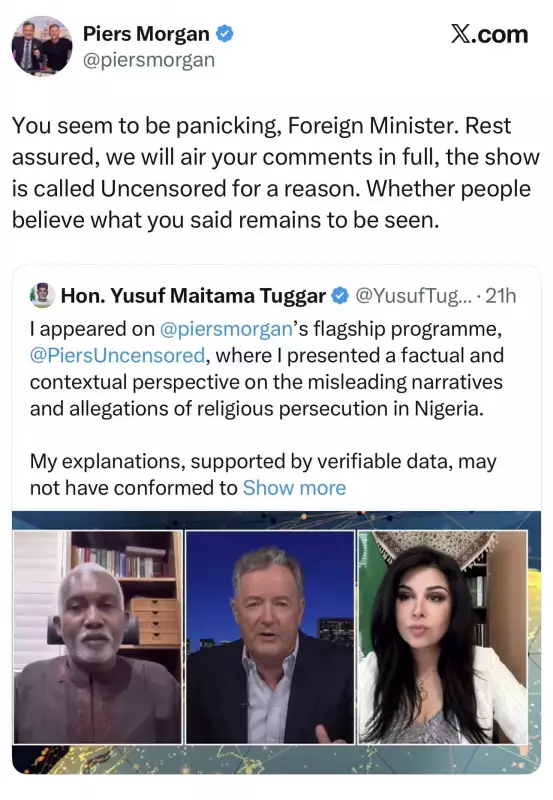 Piers Morgan Accuses Nigerian Minister of Panicking Over Interview