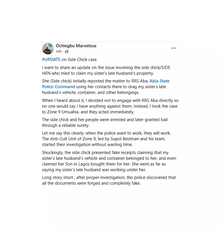 Side Chick Arrested for Forging Documents to Claim Late Man's Property