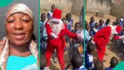 Nigerian Lady Dresses as Father Christmas to Hype Kids for School Party