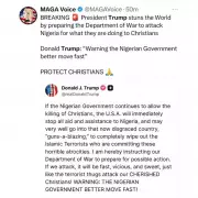 Trump Issues Stern Warning: Military Action Looms Over Continued Killing of Christians in Nigeria