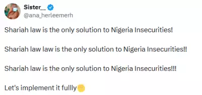 Muslim Woman Advocates Full Sharia Law to End Nigeria's Insecurity