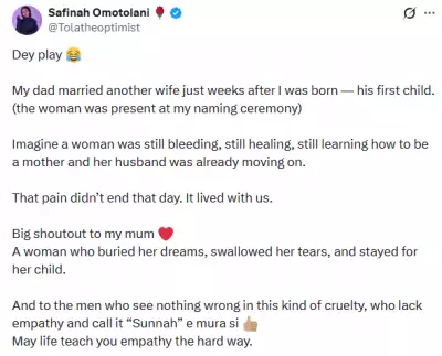 Nigerian Woman Reveals Dad Married New Wife Weeks After Her Birth