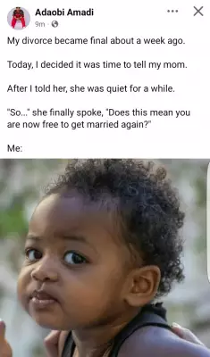 Nigerian Woman's Mother Asks About Remarriage Just Days After Divorce