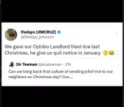 Nigerian Tenant's Fried Rice Gesture Backfires, Gets Quit Notice