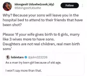 Nigerians Clash Online Over 'Daughters Are Not Real Children' Claim