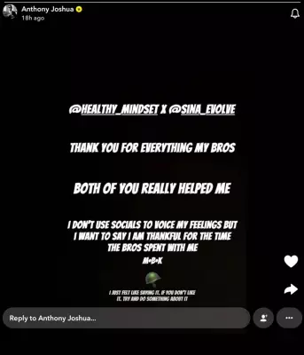 Anthony Joshua Mourns Late Friends, Sina Ghami and Latif Ayodele, After Tragic Accident