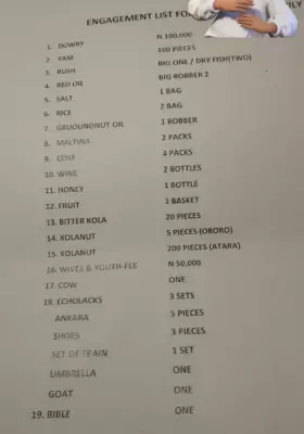 Kogi Woman's Ebira Wedding List Sparks Debate on Costly Traditions