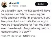 Nigerian Muslim Woman Demands Monthly Payment from Husband for Breastfeeding