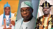Ooni Stands, Alaafin Sits: Viral Video of Monarchs Greeting Obasanjo Sparks Debate