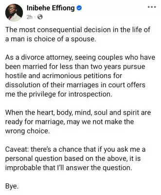 Human Rights Lawyer Warns Against Wrong Spouse Choice After Seeing Young Marriages Fail