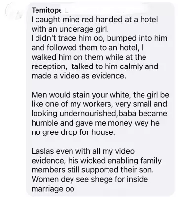 Nigerian Woman's Husband Caught with Minor, Family Still Supports Him