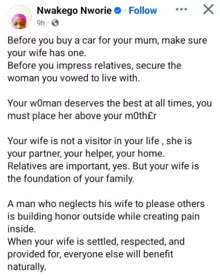 Nigerian Lady Advises Men: Prioritize Your Wife's Car Before Your Mother's