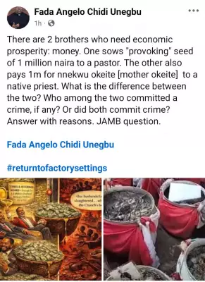 Nigerian Priest Questions Difference Between Church Tithing and Oke-Ite Money Ritual