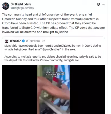 Ozoro Festival Organizer and Four Others Arrested Over Assault Allegations