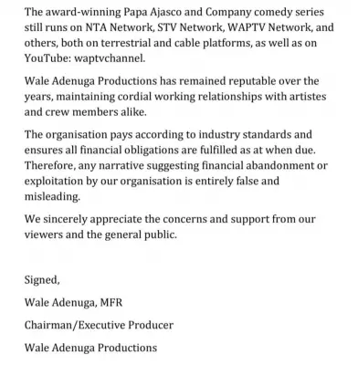 Wale Adenuga Counters Papa Ajasco's Broke Claims as Misleading Narrative