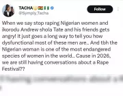 BBNaija's Tacha Slams Delta Police PRO Over Rape Case Response