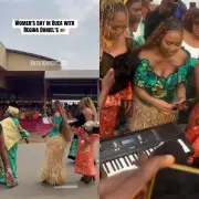 Regina Daniels and Mother Rita Join International Women's Day March in Cameroon