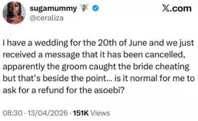 Nigerian Lady Seeks Refund After Wedding Cancelled Over Bride's Infidelity
