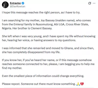 Nigerian Man's Heartfelt Search for Mother Who Left When He Was Young