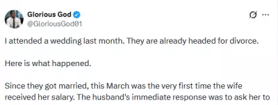 One-Month Marriage Faces Divorce Over Wife's Salary Control Dispute