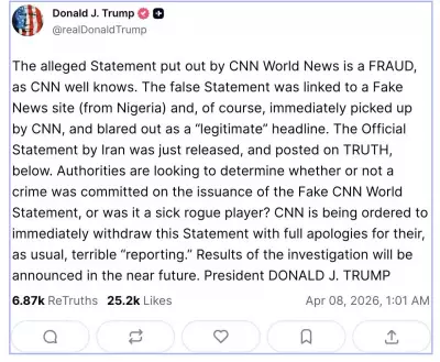 Trump Threatens CNN Over Iran Report Tied to Nigerian Fake News Site