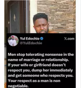 Businessman Challenges Yul Edochie's View on Respect in Marriage