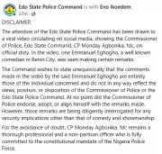 Edo Police Deny Endorsing Governor’s Aide’s Threat to Hand Over ADC Members, Insult Peter Obi