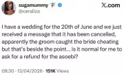 Nigerian Lady Seeks Refund After Wedding Cancelled Over Bride's Infidelity