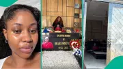 Nigerian Woman Visits Room Where Her Late Father Was Buried, Shares Emotional Tribute