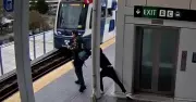 Shocking CCTV Footage Shows Man Attempting to Push Commuter in Front of Moving Train