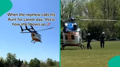 Aunt Storms Nephew's School in Helicopter on Career Day, Video Goes Viral