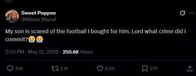 Man Laments Son Scared of Football He Bought, Hilarious Reactions Trail Post