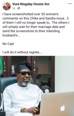 Man Screenshots Women's Comments on Chike, Plans to Send to Husbands