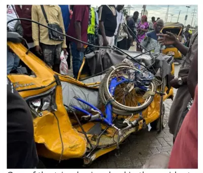 Many Injured as Car Crashes into Commercial Tricycles in Lagos