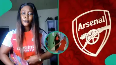 Nigerian Lady Wears Arsenal Jersey to Office After Premier League Win