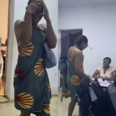 Nigerian Woman Ties Wrapper for Company's Work From Home Outfit Day