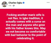 Igbo Tradition: Sleeping with Another Man's Wife Attracts a Curse, Says Writer