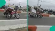 Nigerian Okada Rider Transports Coffin on Highway, Video Goes Viral