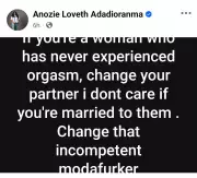 Nigerian Woman Advises Women to Change Partners Over Lack of Orgasm