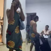 Nigerian Woman Ties Wrapper for Company's Work From Home Outfit Day
