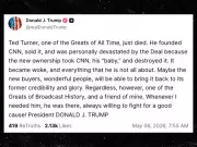 Trump Praises Ted Turner, Slams CNN as 'Totally Woke' in Tribute