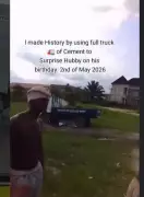 Woman Surprises Husband with Full Truck of Cement for Birthday