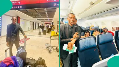 First-Class Graduate Celebrates First Aeroplane Flight to Germany for Studies