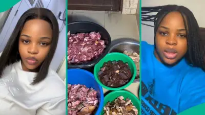 Nigerian Lady Overjoyed After Husband Gives Meat as Push Gift