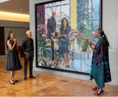 Obamas Unveil Portrait by Njideka Akunyili-Crosby for Presidential Center